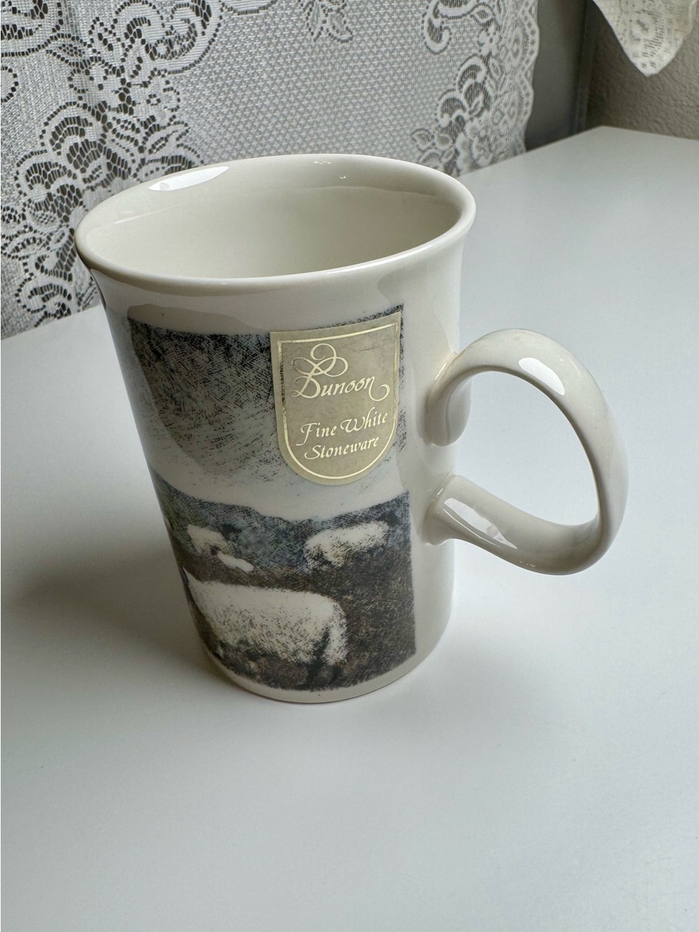 Dunoon Cheviot Fine White Stoneware with Sheep Design